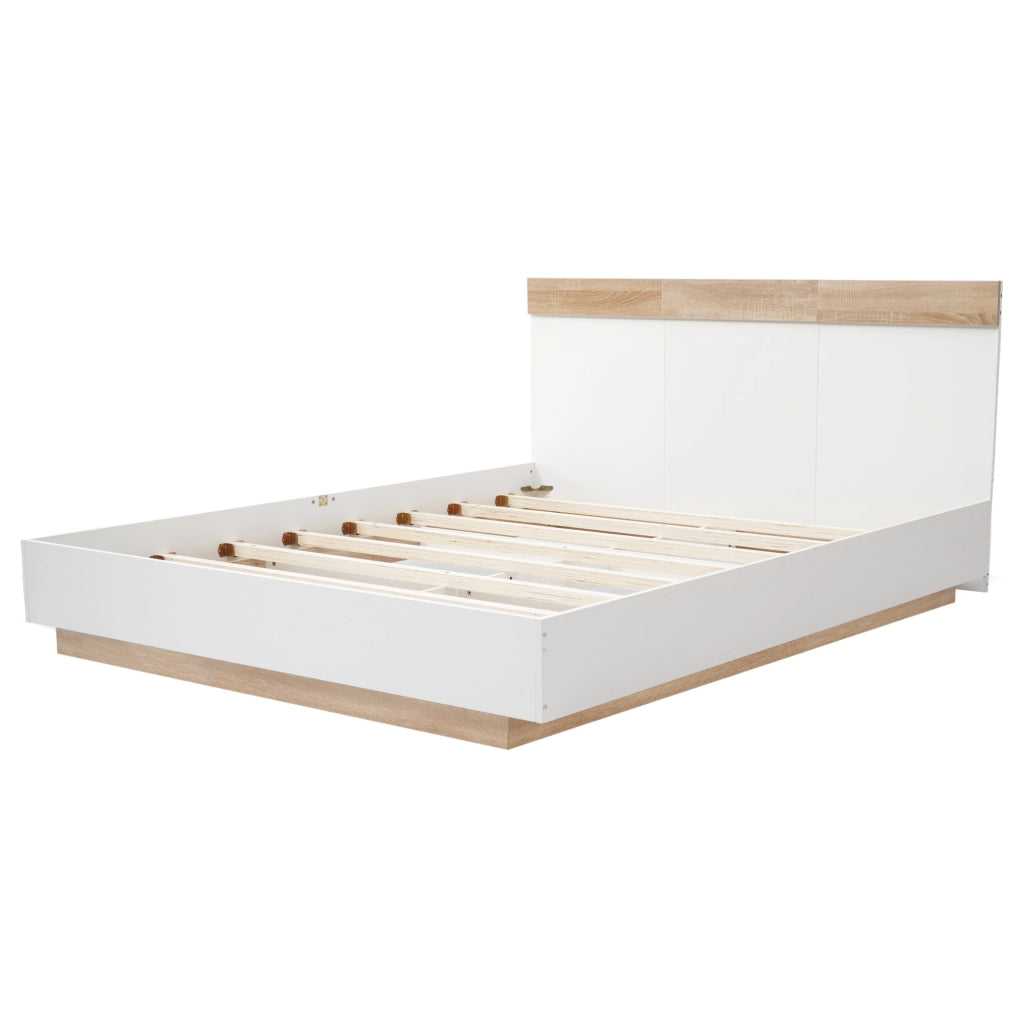 LETTO matrimoniale sospeso 140x200 cm in legno bianco e rovere Sonoma