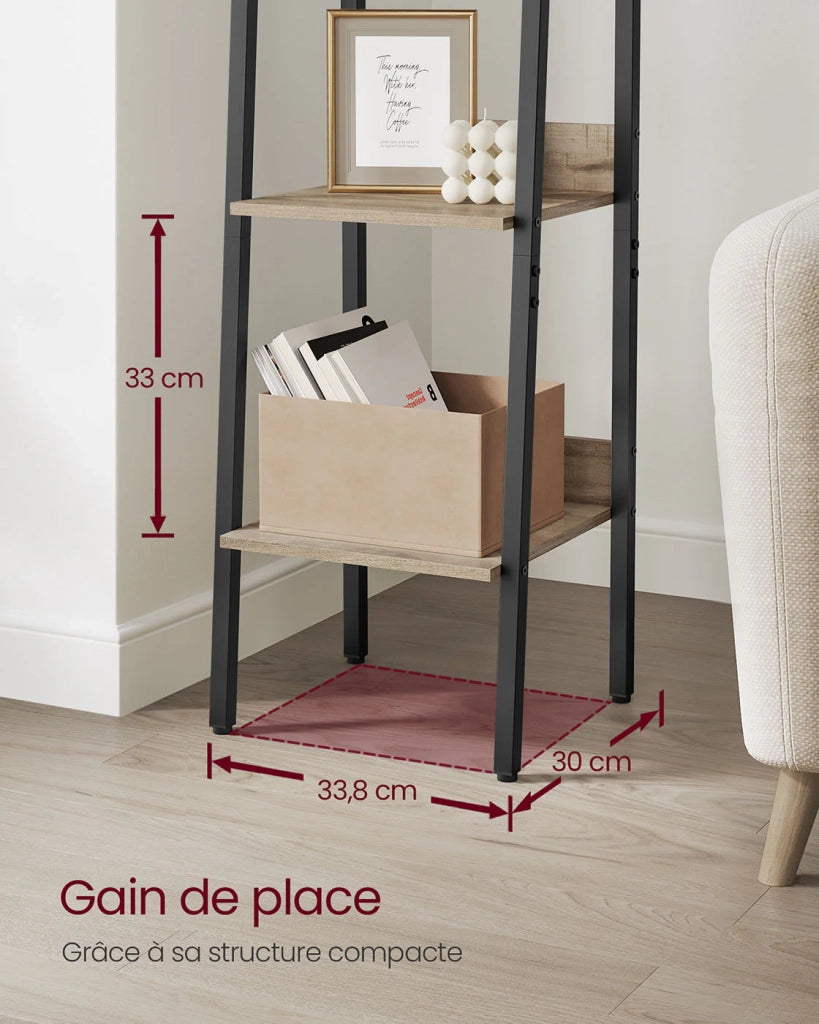 Libreria a 5 ripiani mobile contenitore indipendente per soggiorno camera da letto cucina struttura in acciaio facile da montare stile industriale 30 x 33,8 x 170 cm marrone 12_0005742