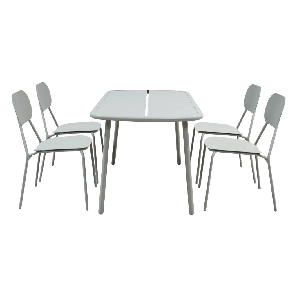 Set tavolo da giardino in alluminio con 4 sedie, grigio