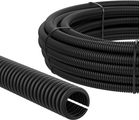 Tubo di gomma con fessure - flessibile, resistente alla UV, nero - diametro interno 26 mm - lunghezza 2 m