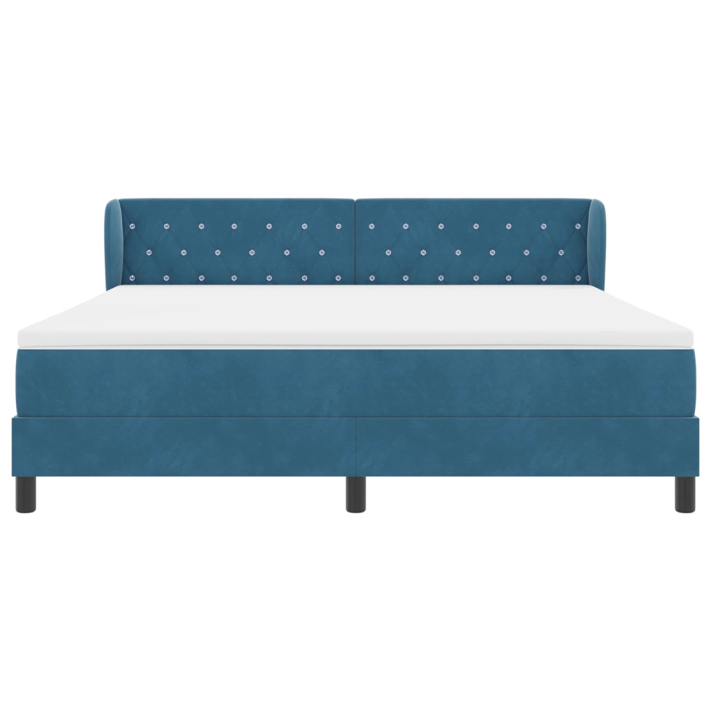 Letto Box Spring con Materasso Blu Scuro 180x200 cm Velluto