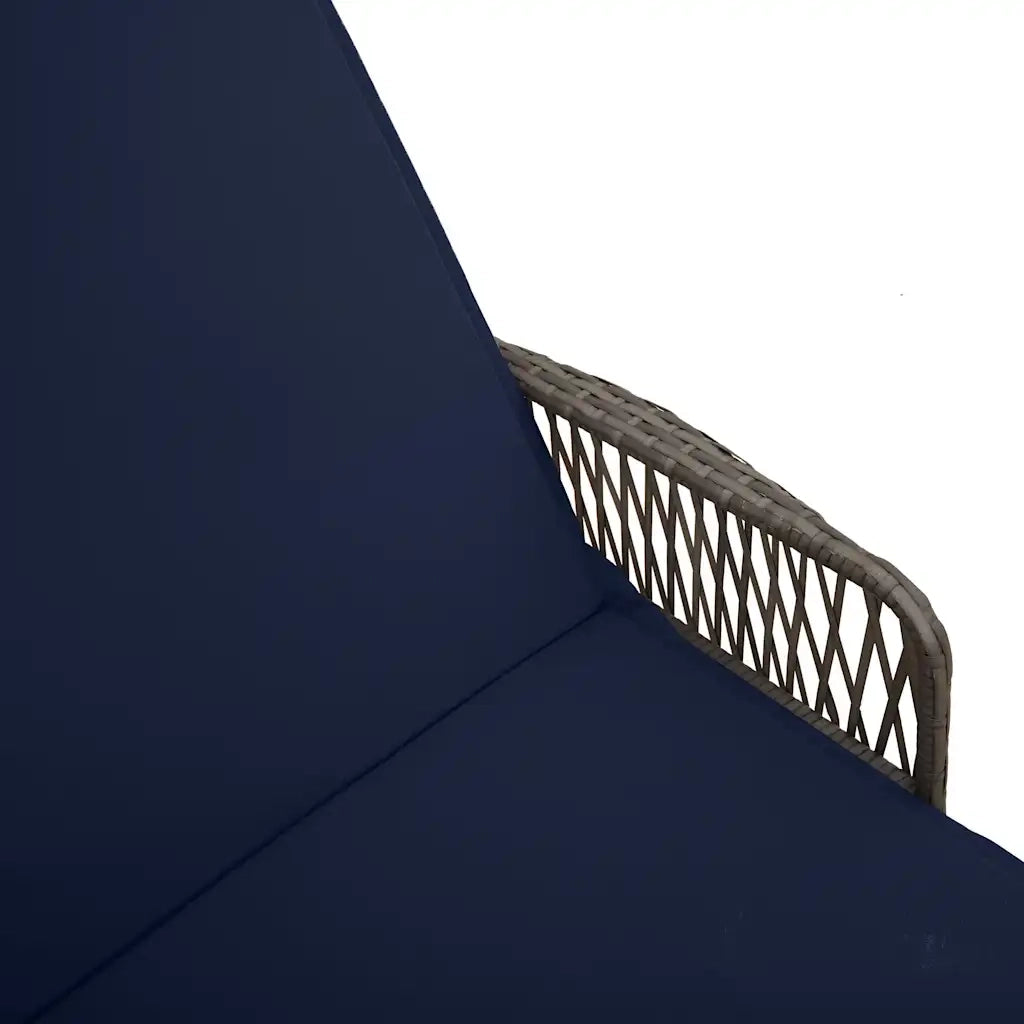 Lettino da sole 3 pcs Grigio e Blu Navy 200 x 55 x 92 cm 365438