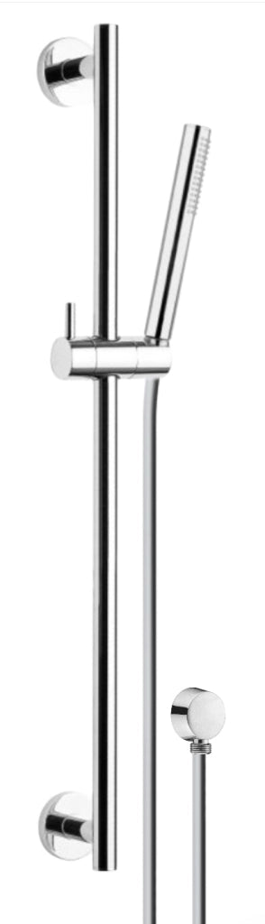 Saliscendi tutto in ottone con doccetta,flessibile cm 150 e presa acqua in ottone