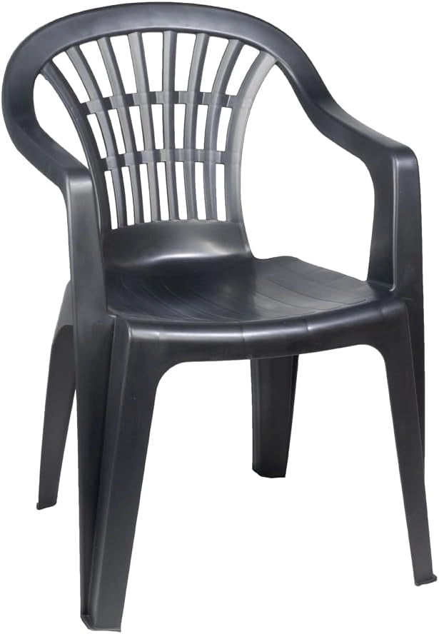 Poltrona da Giardino Impilabile, Sedia con Braccioli per Esterno e Terrazza, Grigio Antracite