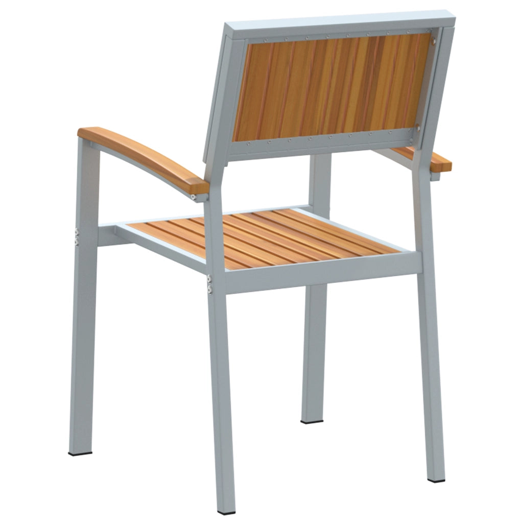 Sedie da giardino impilabili 6 pz Grigio Acciaio e legno massello di acacia