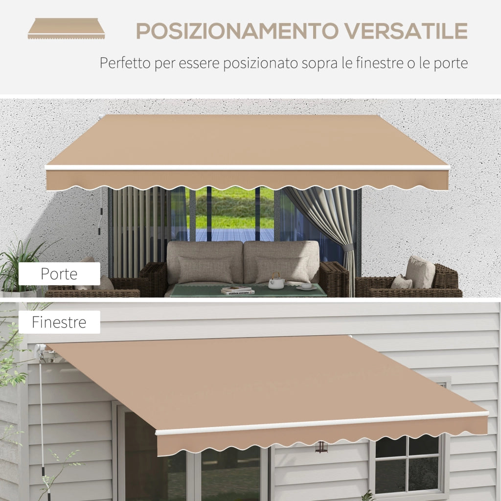 Tenda da Sole per Esterno 350x250 cm Avvolgibile a Bracci con Apertura a Manovella Marrone