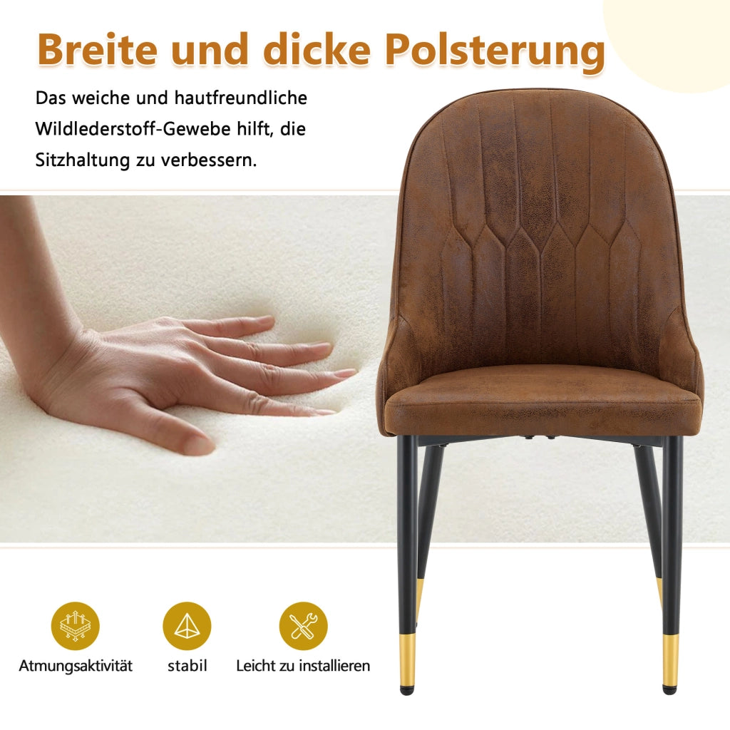 SEDIA da pranzo ergonomica Set da 2 pezzi 91 cm tessuto marrone struttura in metallo