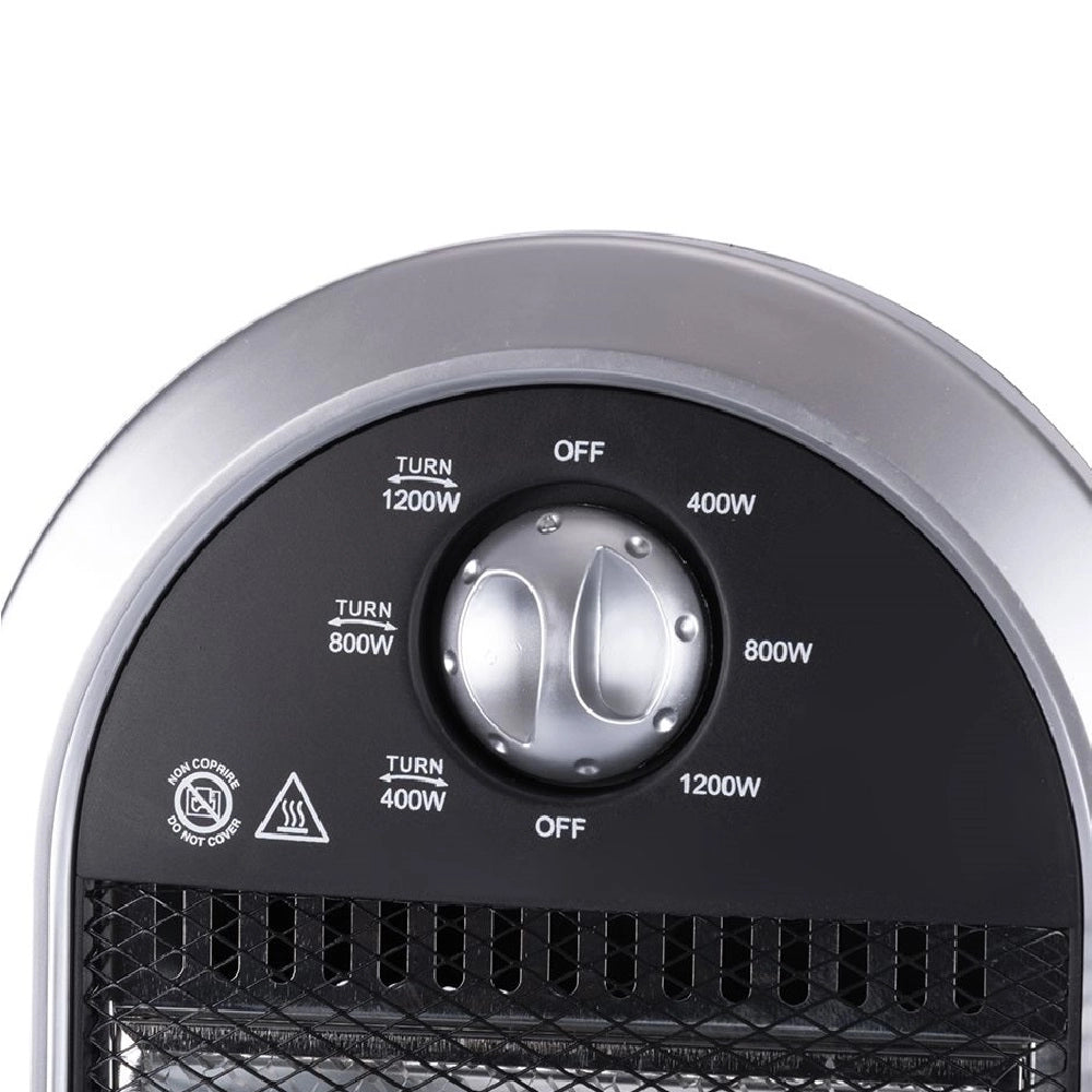 Stufa Elettrica Oscillante 1200W 3 Elementi Alogena Basso Consumo 31x31 H 71cm