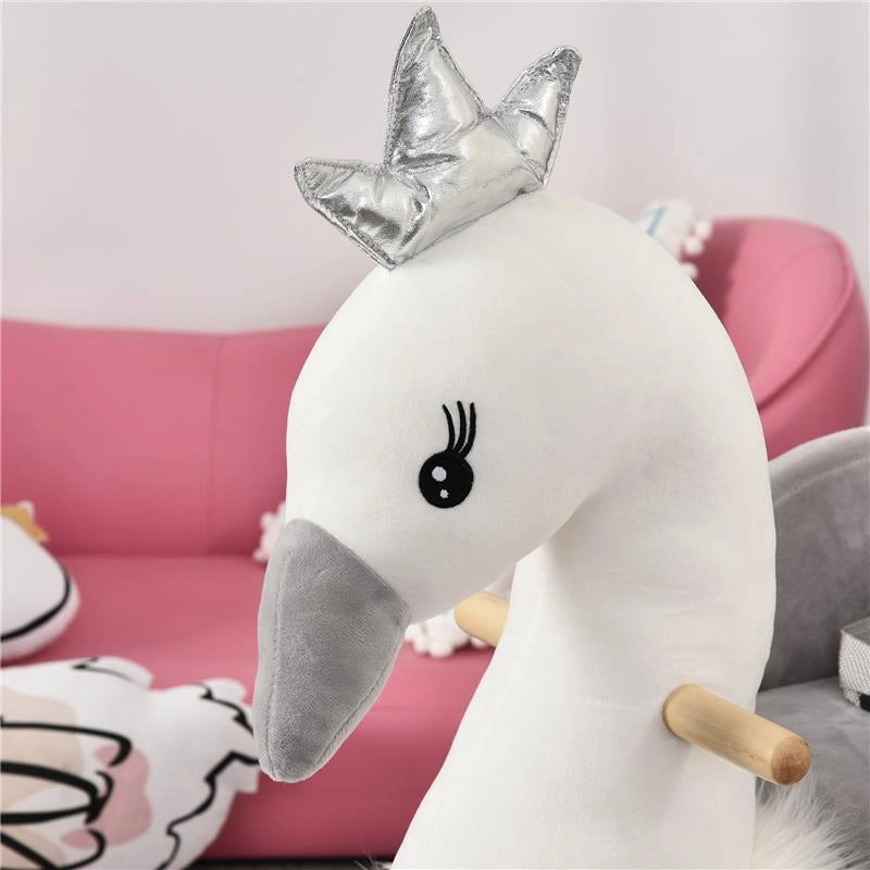 DONDOLO GIOCATTOLO A FORMA DI CIGNO PER BAMBINI 18-36 MESI  BIANCO E GRIGIO