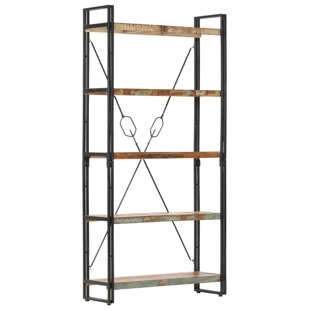 Libreria a 5 Ripiani 90x30x180 cm in Legno Massello di Recupero 286584