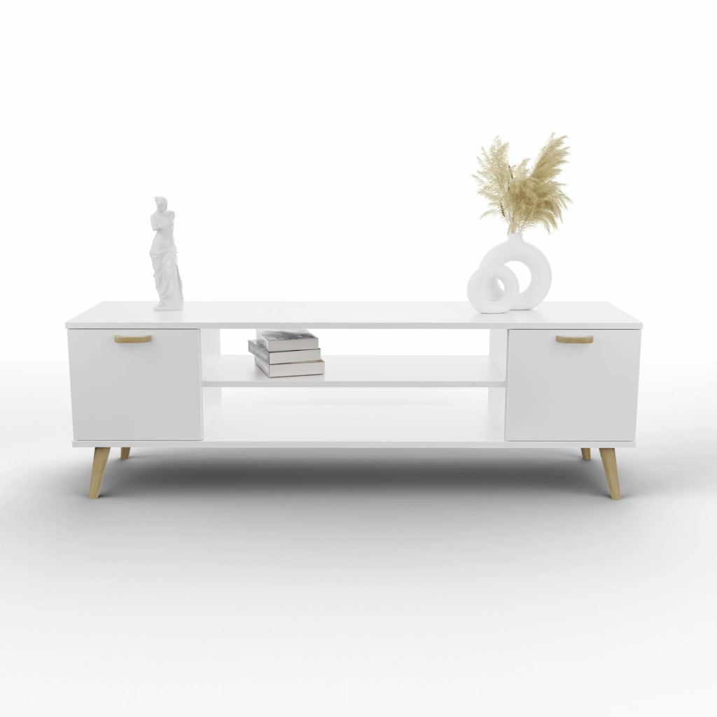 Mobile Porta TV Focus 135 in Stile Scandinavo Bianco