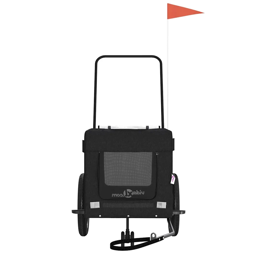 Rimorchio da Bici per Animali Nero Oxford e Ferro CFW7736087