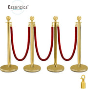 Paline da palco - Giallo - Robusta in acciaio inox - 96 cm altezza - Set di 4 pezzi - Corda di seta 3 pezzi - Base stabile - Teatro - Casinò - Festival - Ristorante