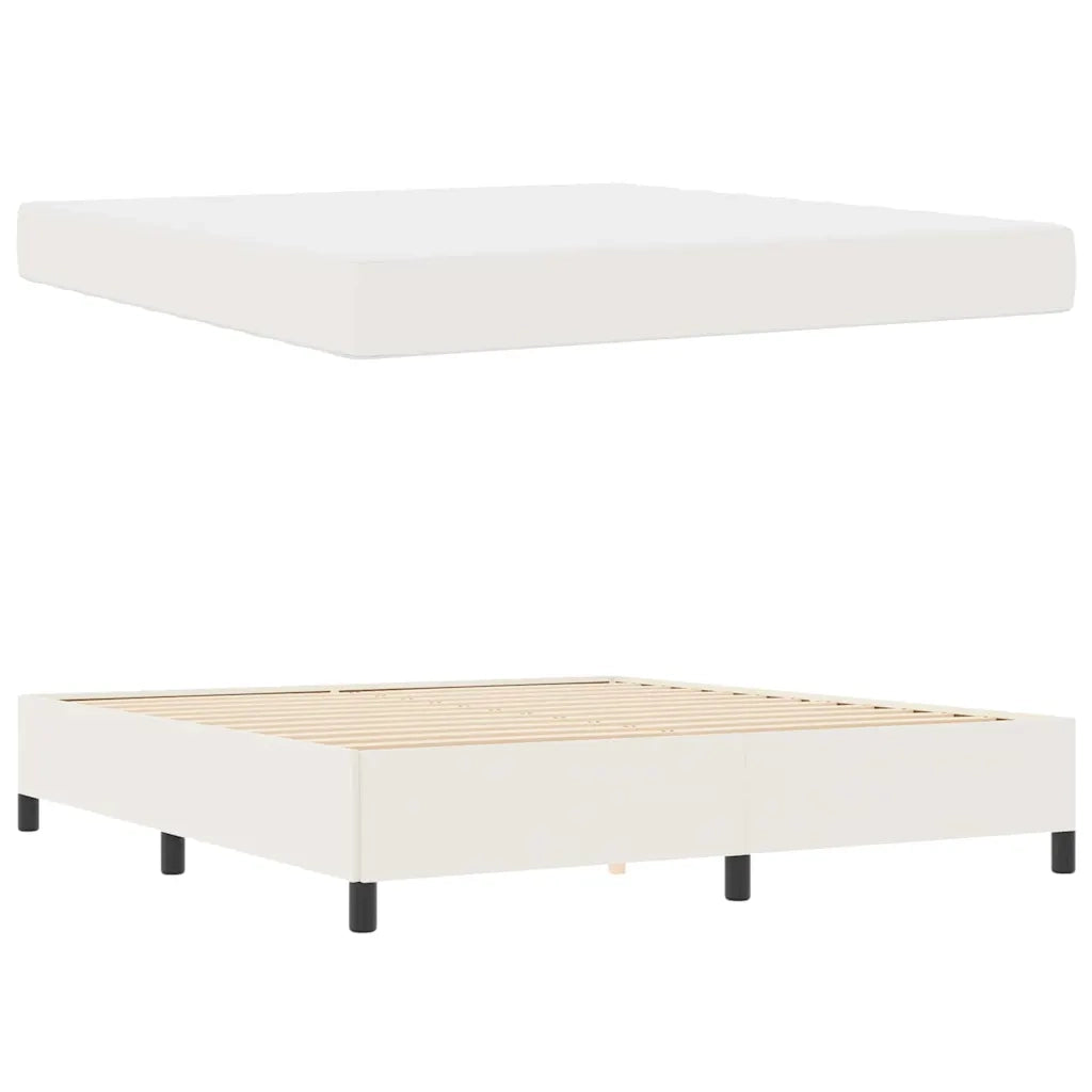 Struttura del letto con materasso Crema 180 x 200 cm Tessuto