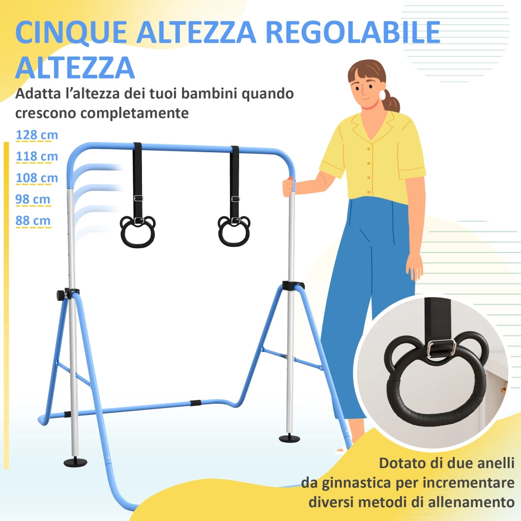 Barra per Ginnastica Artistica ¨C zephmum ¨C Blu, Acciaio, 148x105x88-128 cm