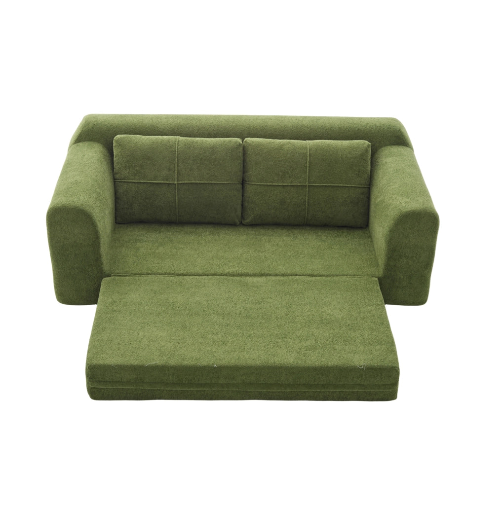 Divano letto da pavimento 2 in 1 in velluto verde