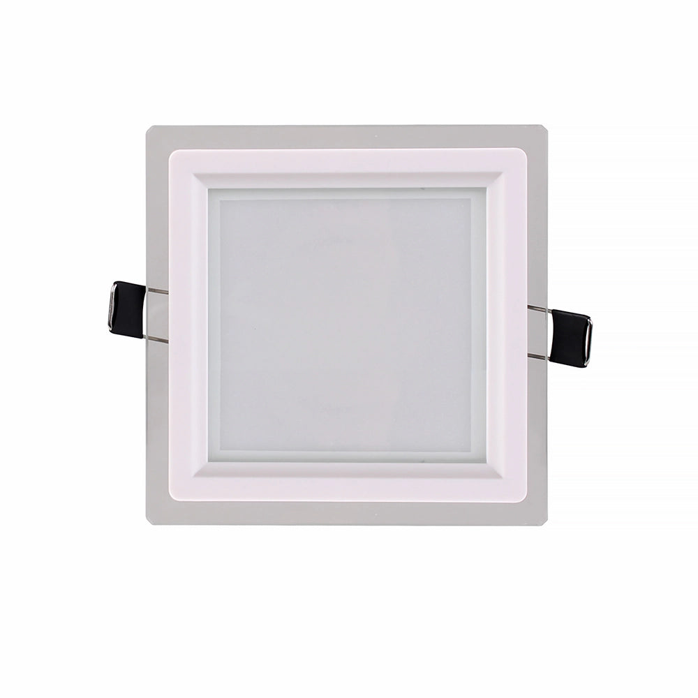 PANNELLO LED 9W QUADRATO BIANCO DA INCASSO PER CONTROSOFFITTI CCT SLIM VETRO E CON TRE OPZIONI DI TEMPERATURA COLORE