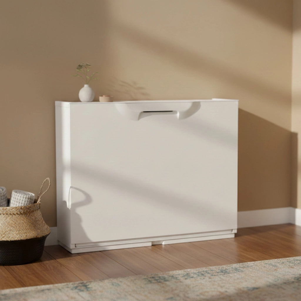Scarpiera con 1 anta a ribalta in Avon, Mobiletto componibile da interno o esterno, 100% Made in Italy, cm 51x18h40, color Bianco