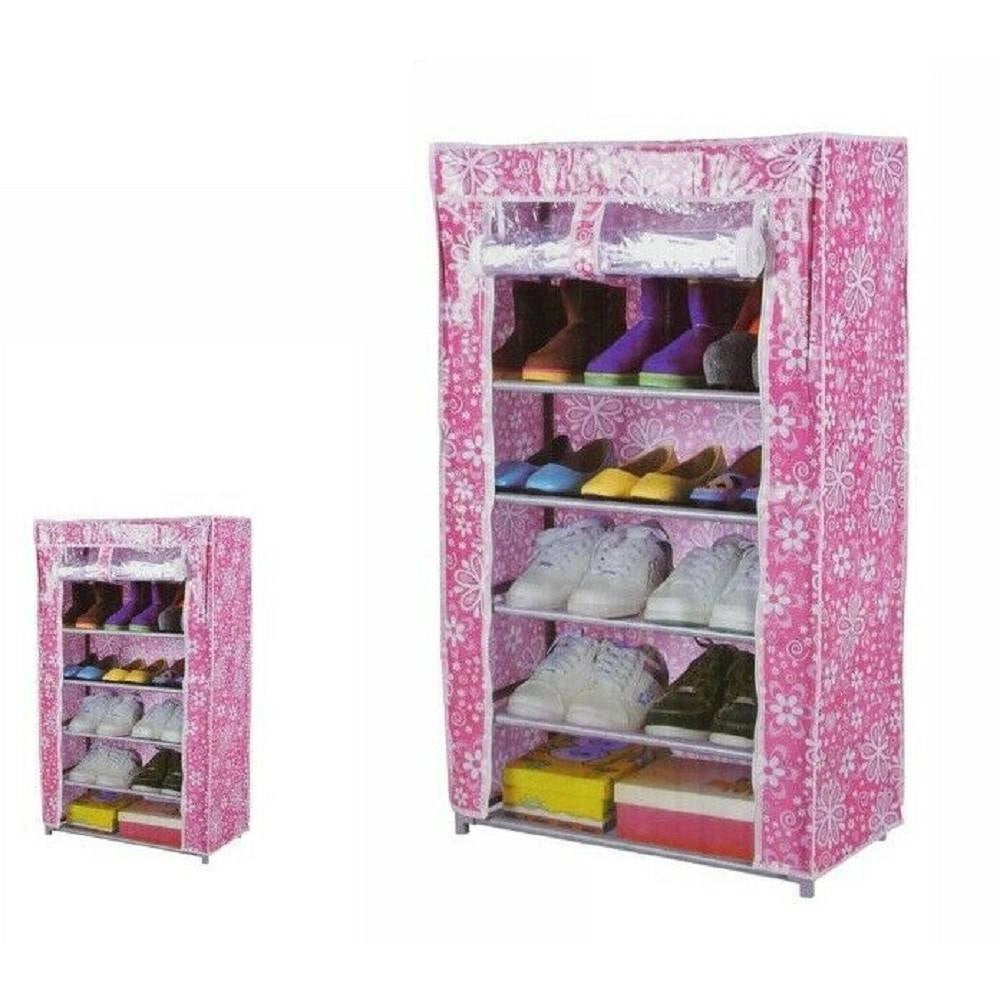 Trade Shop - Armadio Scarpiera Tessuto Portascarpe Stivali Acciaio Smontabile 6 Ripiani 69074 -