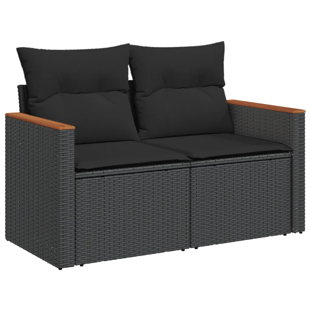 Set Divani da Giardino 11 pz con Cuscini in Polyrattan Nero 3226391