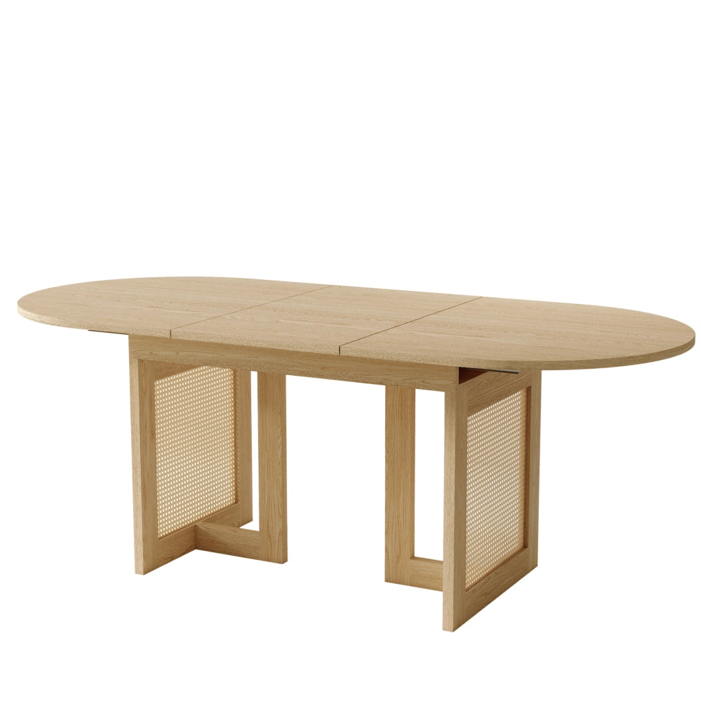 Tavolo da pranzo allungabile 200 x 90 x 75 cm; bordi arrotondati; rovere; MDF