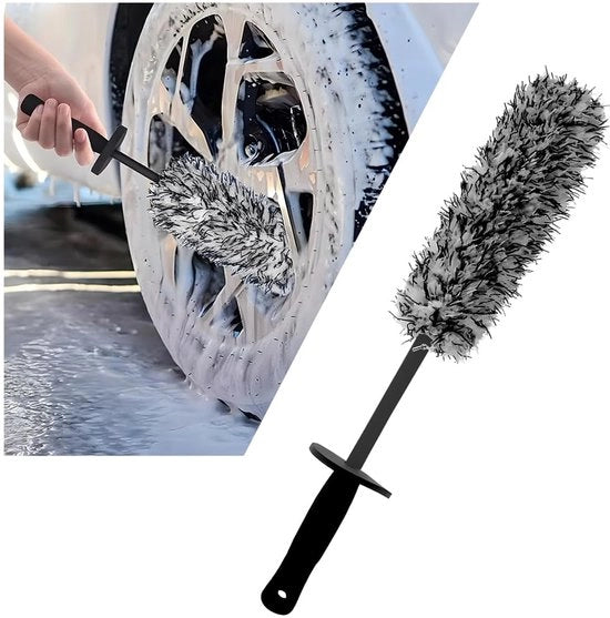 Kit di pulizia cerchi, Pennello di pulizia cerchi extra sottile a microfibra, per pulizia delicata a fondo nel cerchio, pennello di pulizia per pulire cerchi, trattamento senza graffi (nero bianco)