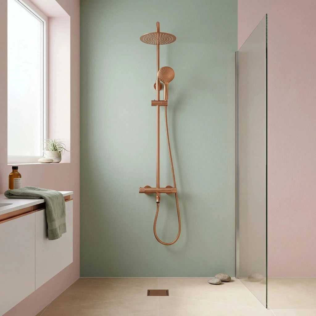 Set Doccia Da Incasso Con Termostatato Lungo Diamond Copper Brush
