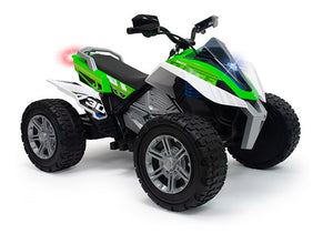Quad Elettrico per Bambini 24V Ruote in Gomma Rage Bianco e Verde