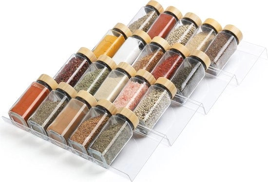 Organizzatore a 4 livelli per erbe - Lade per erbe in vetro acrilico - Insert per lade cucina espandibile