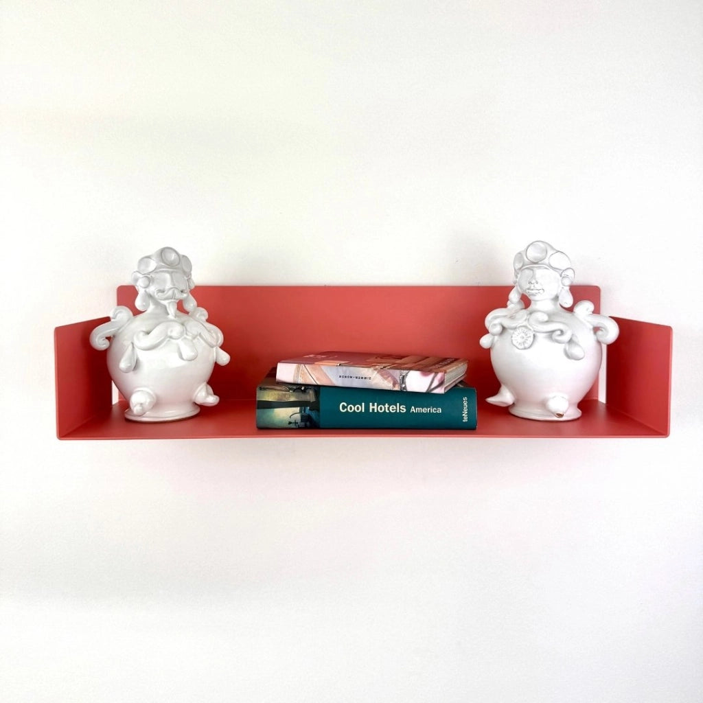 ZOI LINE180 Mensola 50 cm in Acciaio Verniciato 1,5 mm con Schiena 12 cm – Ripiano da Parete Moderno per Cucina, Bagno, Ingresso e Soggiorno Colore Mensole: Rosso Mattone
