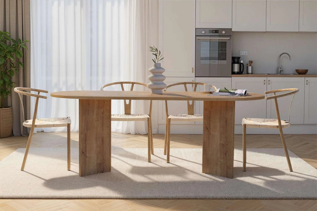 Tavolo da pranzo in legno "Sabella" 200 x 90 x 75 cm - Rovere zaffiro