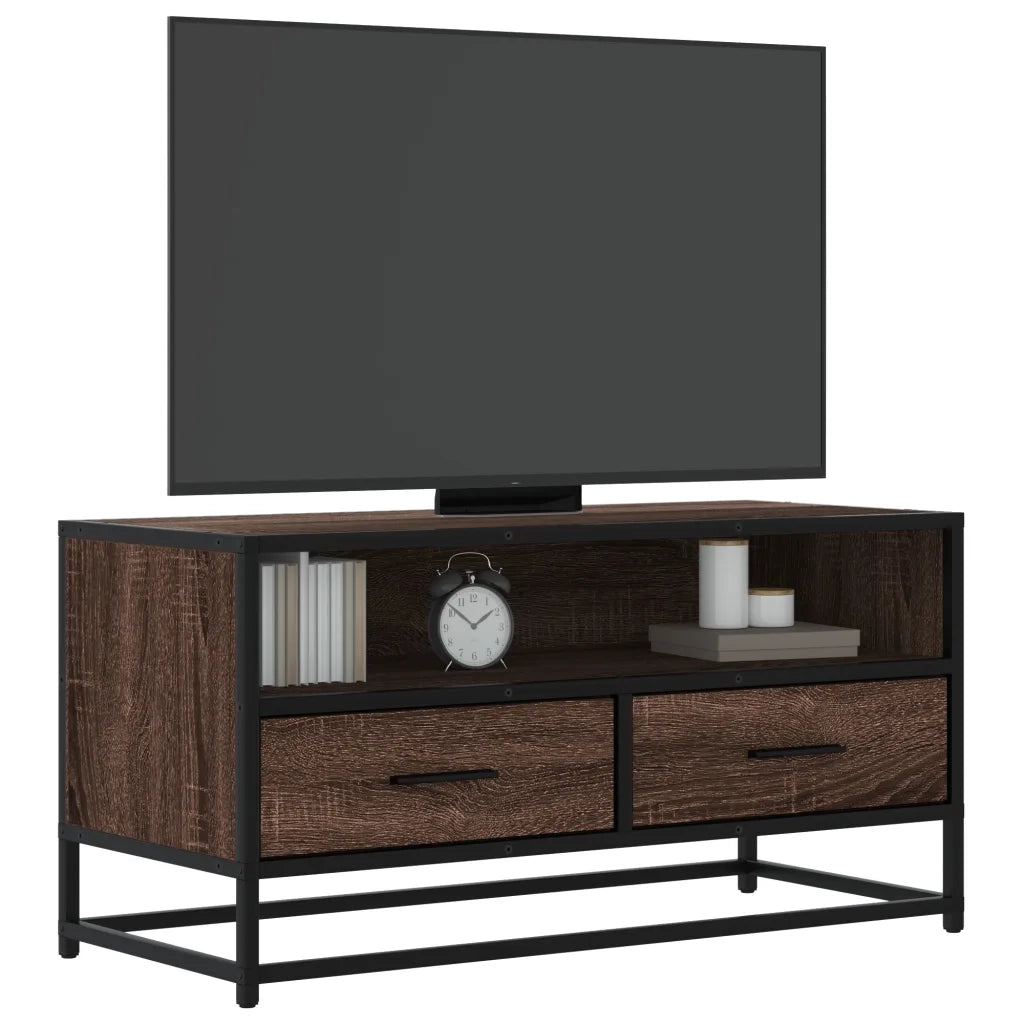 vidaXL Mobile TV Rovere Marrone 80x34,5x40cm Legno Multistrato Metallo