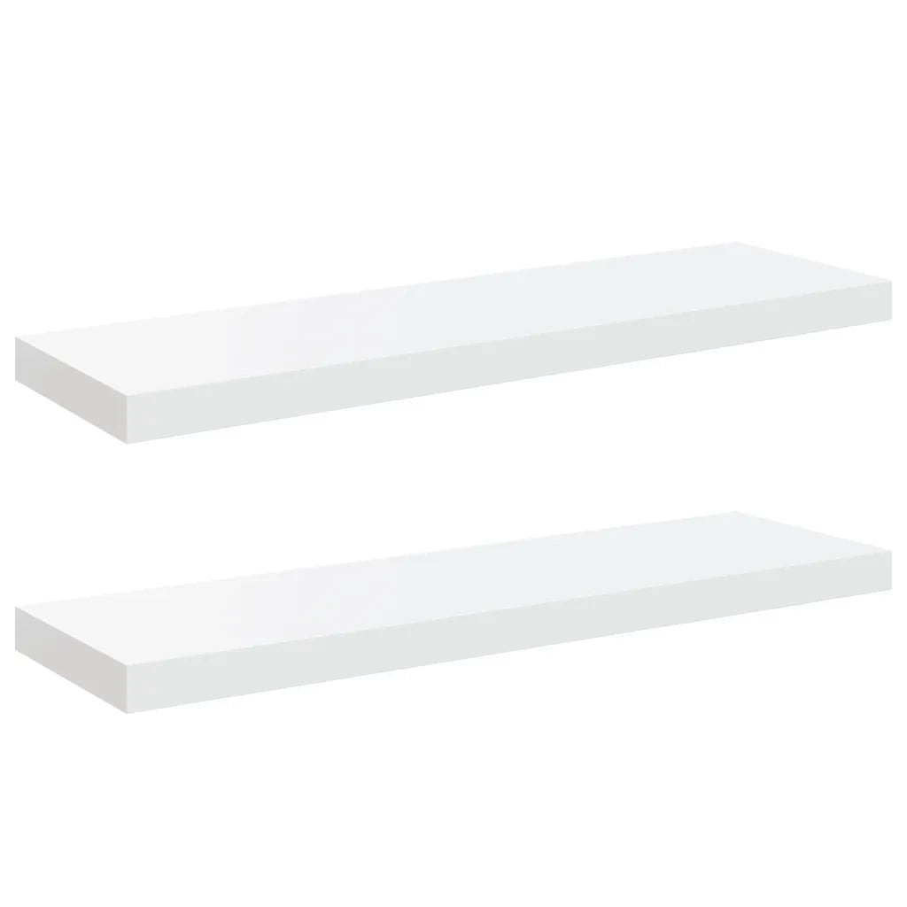 Scaffali a Parete 2 pz Bianco Lucido 80x23,5x3,8 cm in MDF cod mxl 33668
