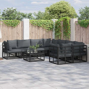 vidaXL Set Divano da Giardino con cuscino 8 pcs Nero Alluminio