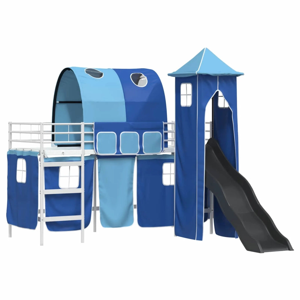 Struttura del letto loft per bambini-Giroletto per bambini Bianco e Blu 100 x 190 cm 311393