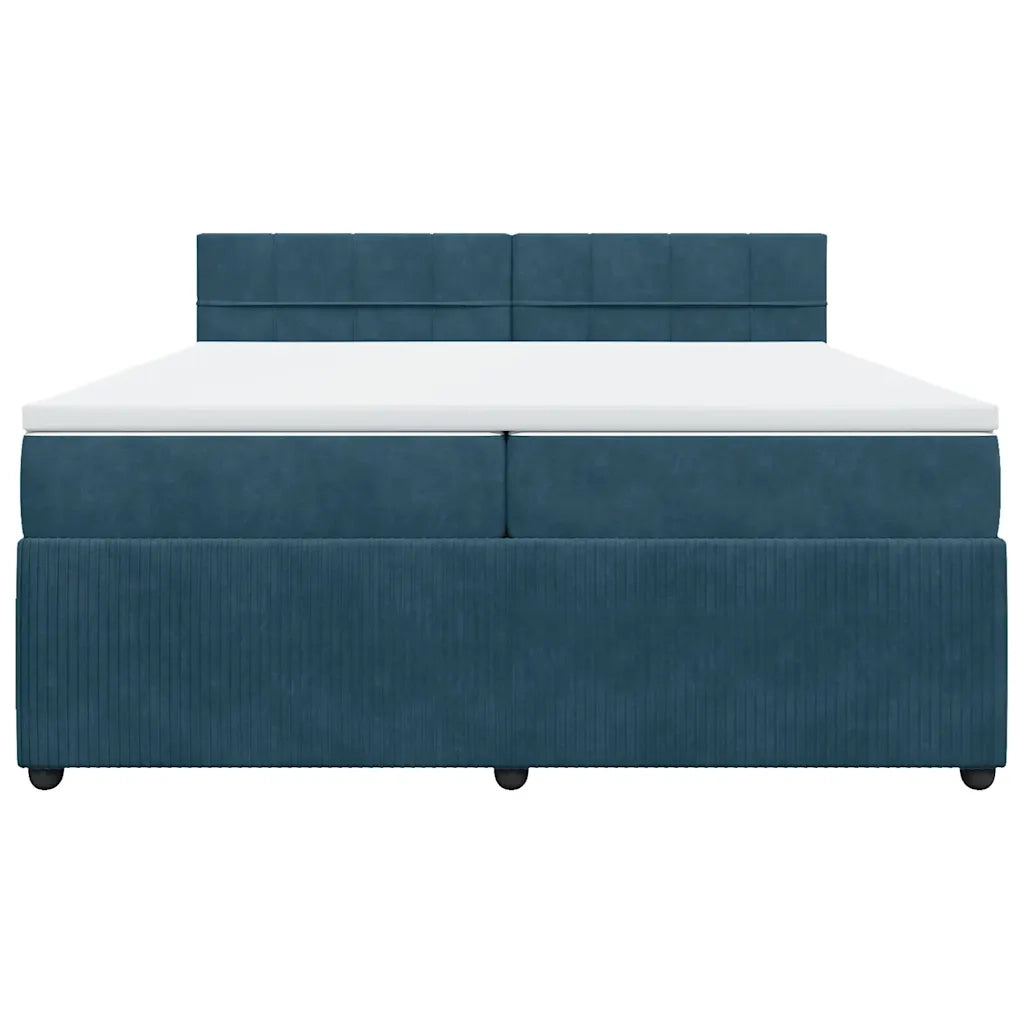 Giroletto a Molle con Materasso Blu 200x200 cm in Velluto