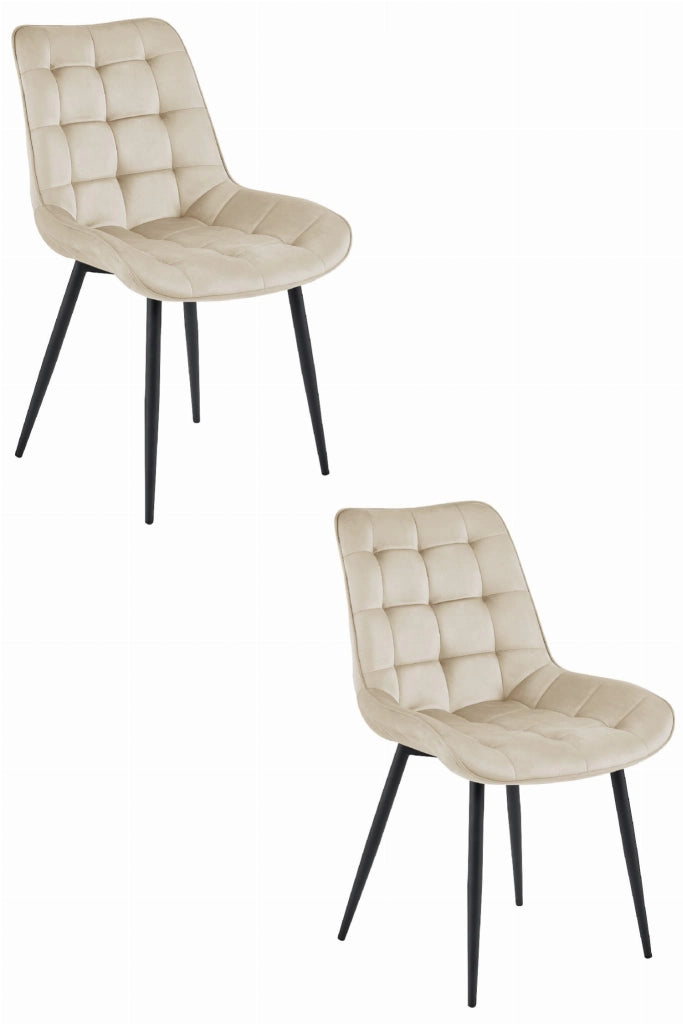 Sedia VALORA BERA - Velluto beige con gambe nere x 2