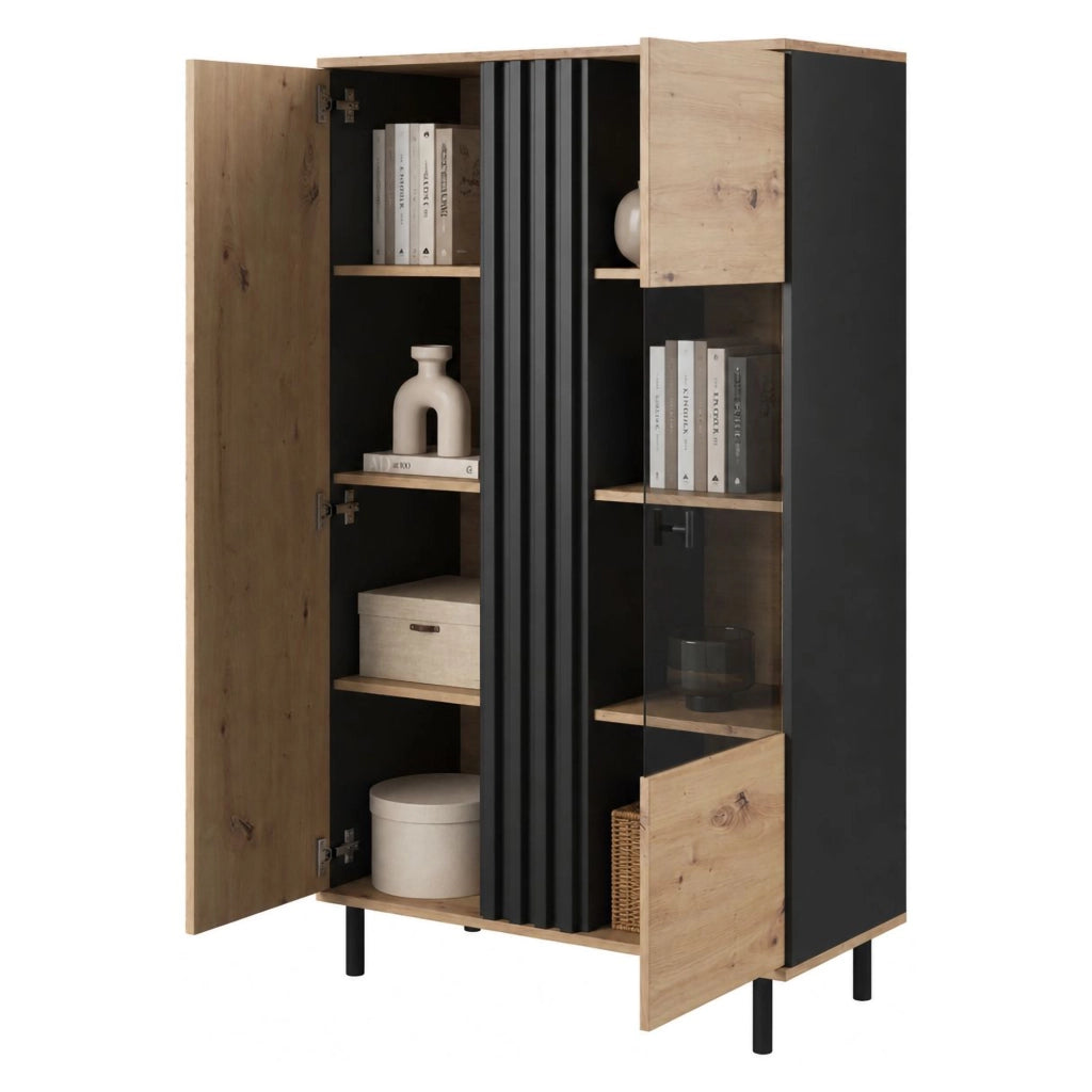 Mobile Espositore Lafasoli, Vetrina 6 Ripiani, 90x40x149h cm Marrone Rovere Nodi