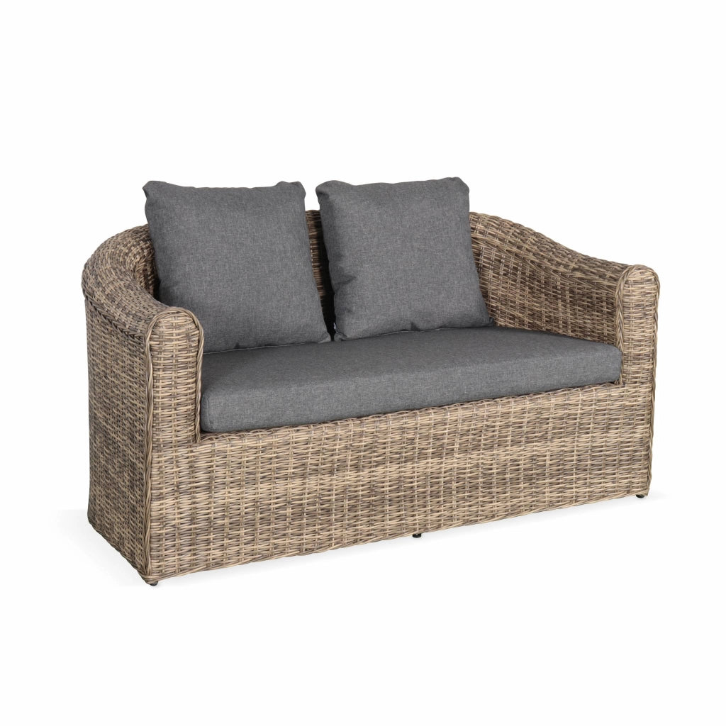 Salotto da giardino in resina intrecciata, 4 posti, beige