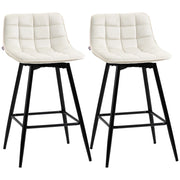 Set 2 Sgabelli da Bar 45x47x88 cm in Metallo e Velluto Crema