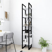 Libreria a 5 Ripiani-Scaffale per Libri-Mobile di Stoccaggio Bianca 40x30x175 cm in Legno Multistrato