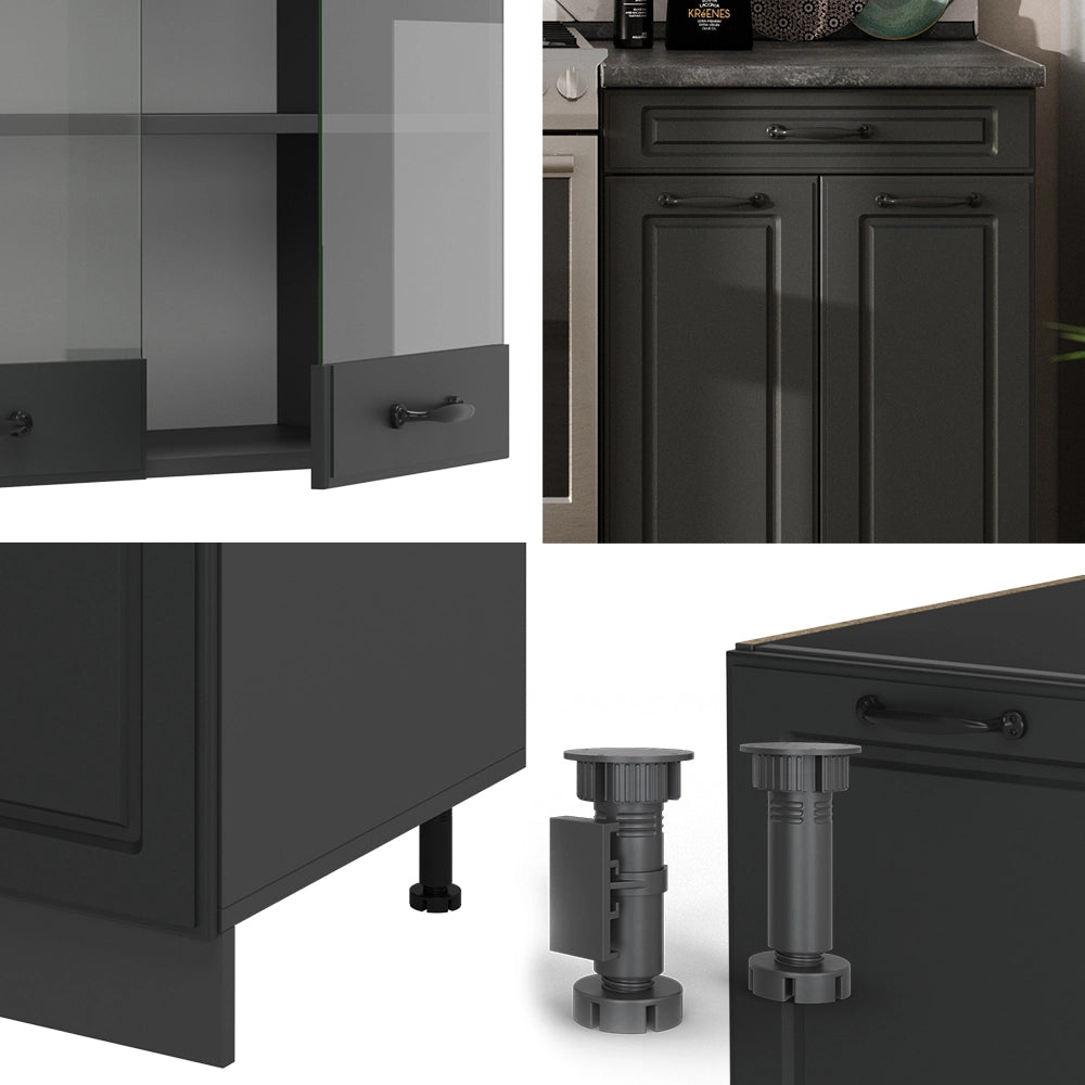 Vicco Cucina componibile Casa di campagna antracite/antracite 200 cm senza piano di lavoro