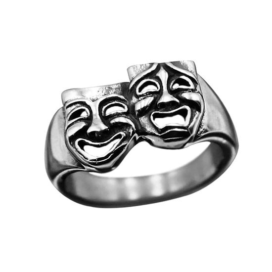 Anello da Teatro con Faccia Commedia/Tragedia - Cintura Adattabile - Materiale Duraturo - Regali Unici - Progettazione Dettagliata
