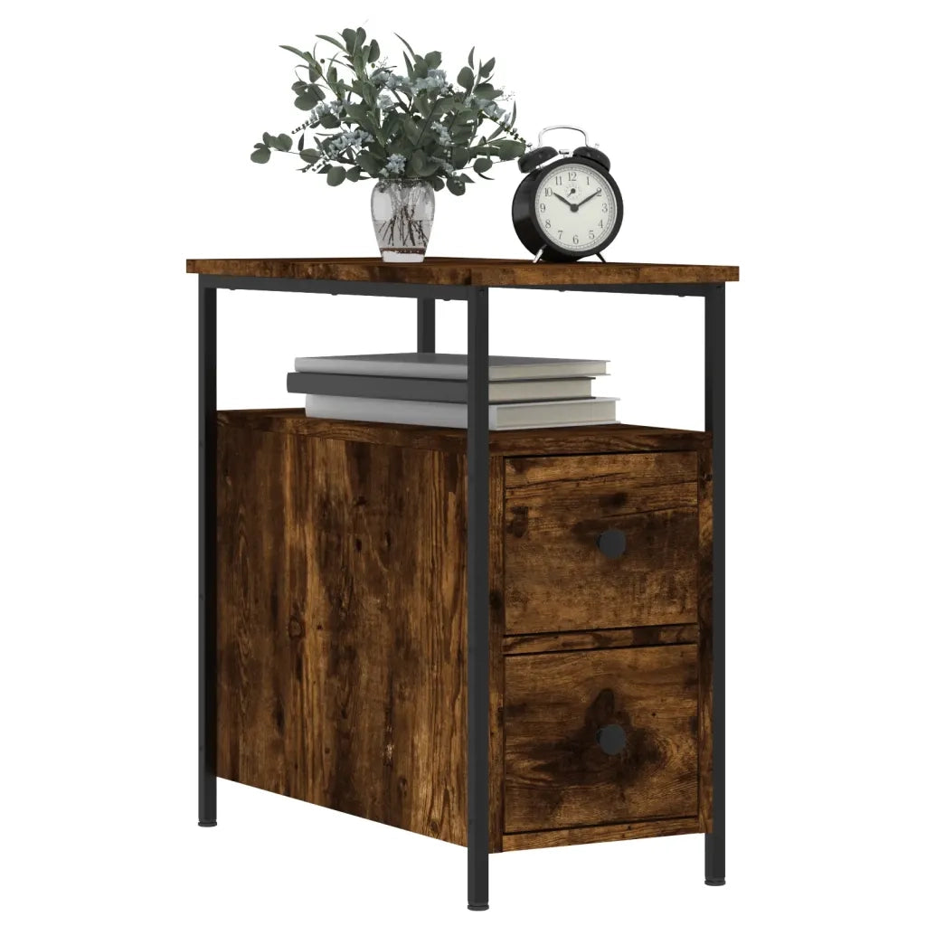 Set di 2 Comodini | Armadio da Notte | Mobiletto da notte Rovere Fumo 30x60x60 cm in Legno Multistrato