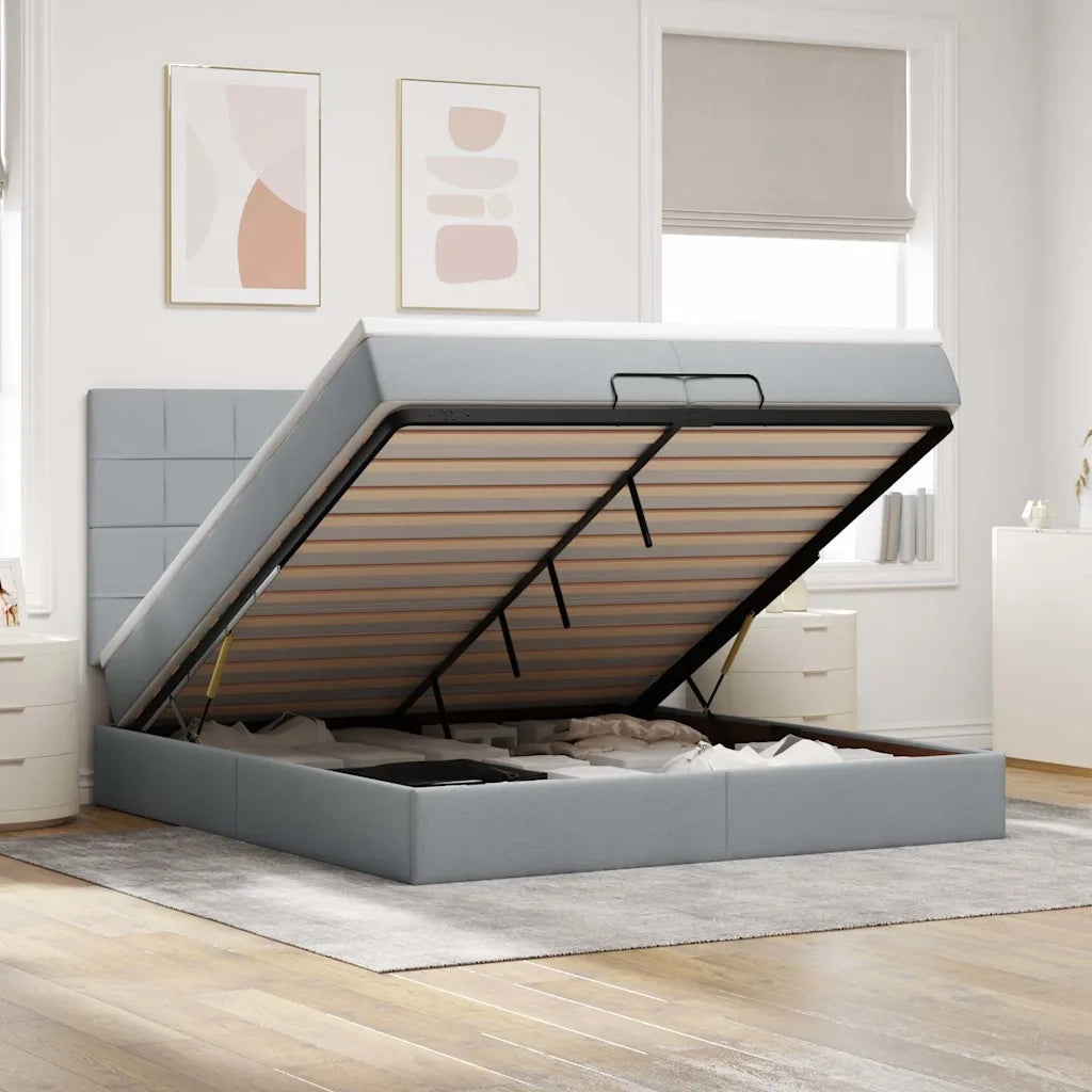 Struttura Letto Pouf con Materassi 200x200 cm in Tessuto 3314031