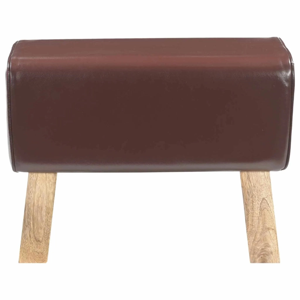 panca 60 x 30 x 45 cm Pelle Vera Marrone Scuro 42042105