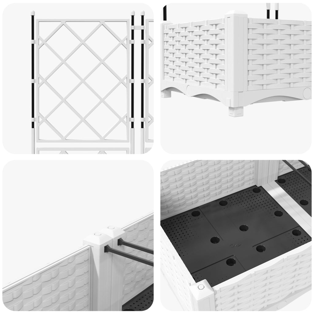 Vaso da Giardino con Trellis 3 pcs Bianco 120x40x125.5 cm