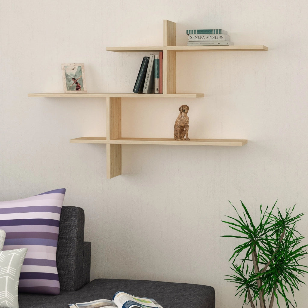 Mensola da parete in legno "Leo" - 123 x 22 x 80 cm - Rovere