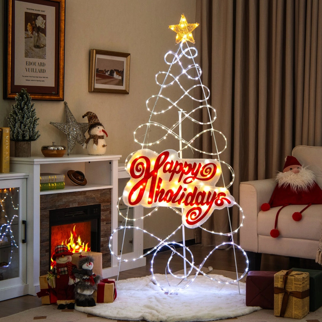 Albero di Natale colorato con 216 luci LED 6 modalit¨¤ di illuminazione, Decorazioni di Natale da 170cm-Alberi di Natale