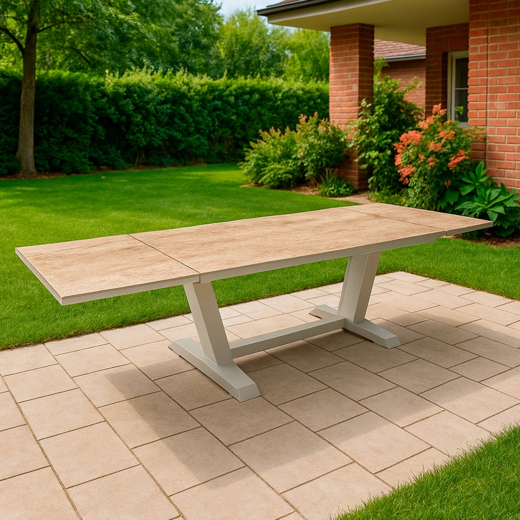 SINED Tavolo Allungabile 180-280 cm Crema Praline in Alluminio e Kedra Ceramica